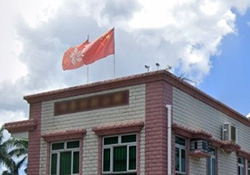 Flag pole on the roof